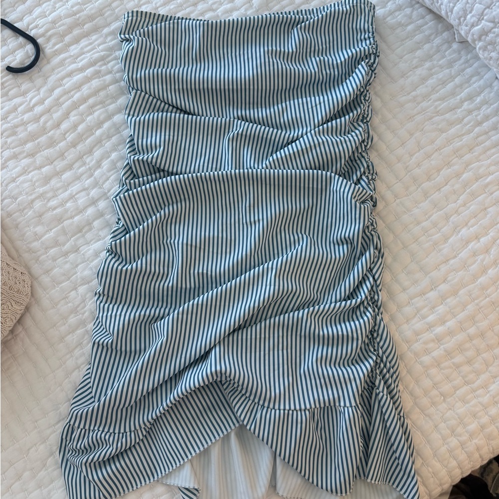 Edikted Blue and White Striped Mini Dress